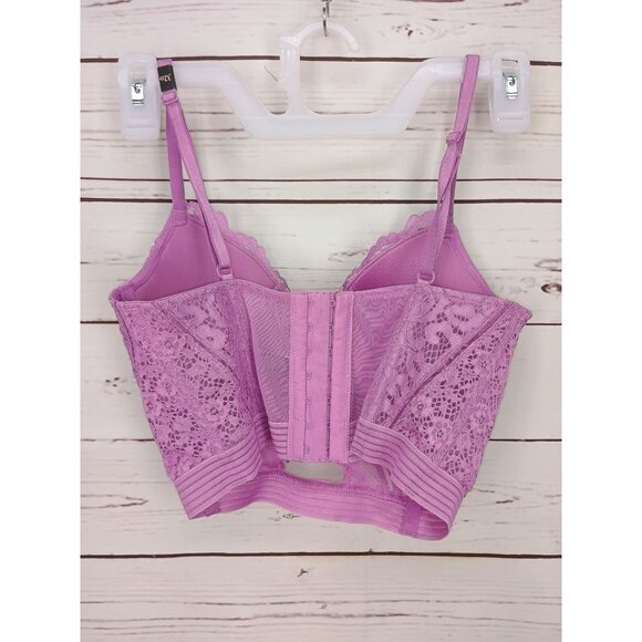 Victorias Secret Unlined Lace Wireless Bralette Orchid Purple Keyhole Back 32D - Picture 2 of 7